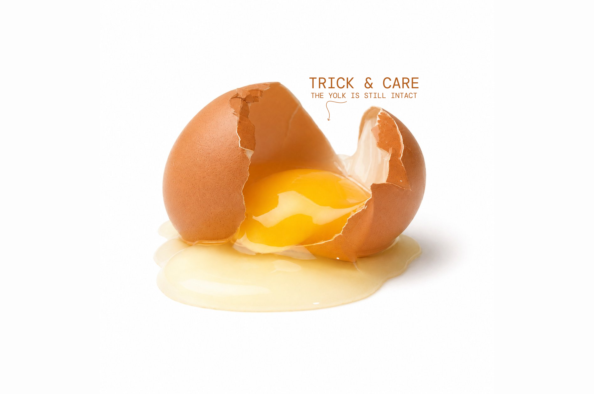 The yolk is still intact — cracked egg